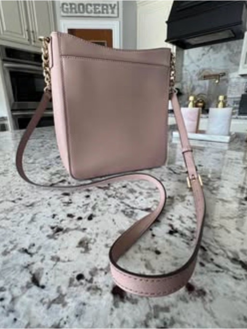 Michael Kors Pink Leather Crossbody with Gold Lock Charm - Picture 2 of 5